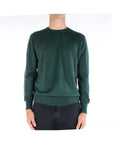 Kangra Maglia Girocollo in Misto Lana Merinos e Seta Uomo Verde Bottiglia