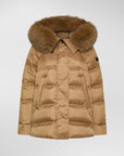 Peuterey Piumino Puffer con Bordo in Pelliccia Donna Nocciola