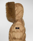 Peuterey Piumino Puffer con Bordo in Pelliccia Donna Nocciola