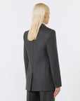 Max Mara Studio Blazer Regular Fit in Flanella Grigio Scuro