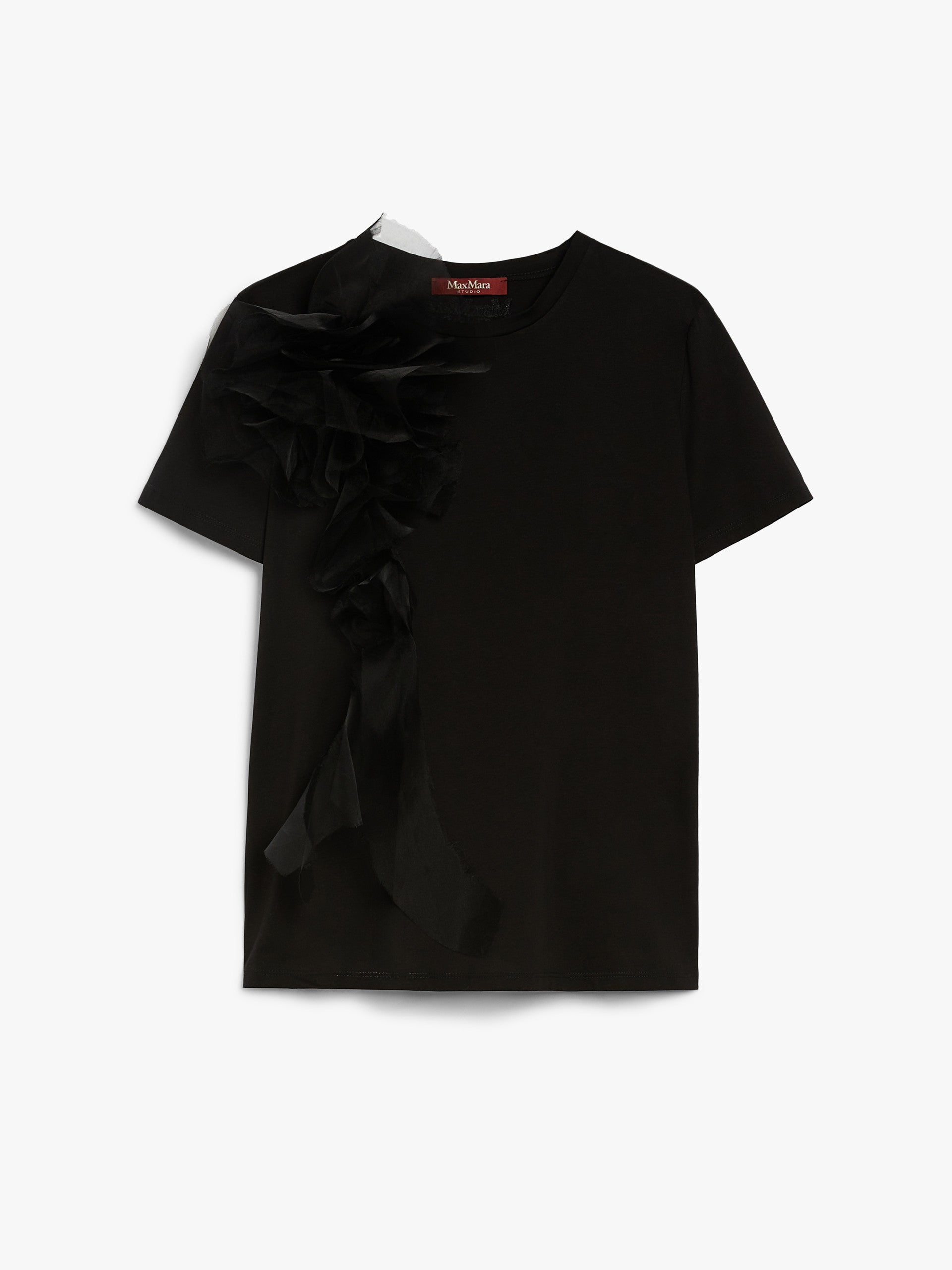 【Max Mara Studio】[SUGHERO]刺繍ジャージTシャツ Max Mara Studio Sughero T-Shirt in White | Lyst