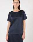 Max Mara Weekend T-Shirt in Raso e Jersey Blu