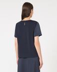 Max Mara Weekend T-Shirt in Raso e Jersey Blu