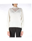 Kocca Pullover con Inserto in Pizzo Donna Bianco