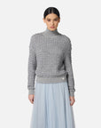 Elisabetta Franchi Maglia in Bouclé con Paillettes Grigio Melange
