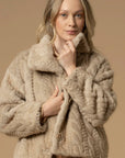 Kocca Cappotto Corto a Fantasia a Trecce Donna Beige