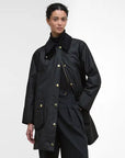 Barbour Giacca Cerata Lunga Beadnell Donna Nero