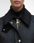 Barbour Giacca Cerata Lunga Beadnell Donna Nero