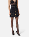 Elisabetta Franchi Mini Gonna in Doppio Crêpe con Dettagli Logo Nero