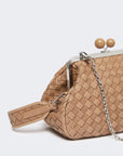 Max Mara Weekend Borsa Pasticcino Medium in Pelle Intrecciata Nocciola