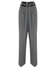Kocca Pantaloni Fluidi con Doppia Cintura Donna Grigio Medio