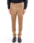 Berwich Pantalone Retro in Flanella con Fibbie Laterali e Pences Uomo Cammello
