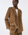 Max Mara Weekend Blazer Doppiopetto in Velluto Nocciola