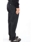 Berwich Pantalone Retro con Fibbie e Pences in Gabardina Uomo Blu Navy