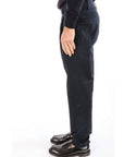 Berwich Pantalone Retro con Fibbie e Pences in Gabardina Uomo Blu Navy