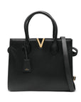Via Roma 15 Borsa Tote con Dettaglio V Oro Nero