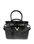 Via Roma 15 Borsa Tote con Dettaglio V Oro Nero