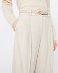 Max Mara Studio Pantalone in Saglia di Lana Beige