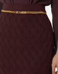 Elisabetta Franchi Gonna in Maglia con Dettagli Gioiello Merlot
