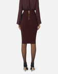 Elisabetta Franchi Gonna in Maglia con Dettagli Gioiello Merlot