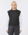 Max Mara Studio Gilet in Alpaca e Lurex Antracite
