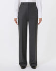 Max Mara Studio Pantalone in Flanella Stretch Grigio Scuro