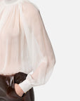 Elisabetta Franchi Blusa in Voile con Ganci Gioiello Bianco