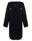 Kocca Abito in Maglia con Scollo a V con Catene Donna Nero