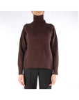 Alysi Pullover Dolcevita in Pura Lana Merinos Donna Cioccolato