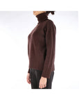 Alysi Pullover Dolcevita in Pura Lana Merinos Donna Cioccolato