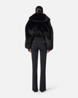 Elisabetta Franchi Pantaloni in Crêpe con Catena Gioiello Nero