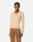 Elisabetta Franchi Maglia in Misto Cachemire Miele Melange