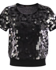 Max Mara Studio Maglia in Lana con Paillettes Donna Nero