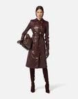 Elisabetta Franchi Trench in Craquelé Merlot