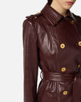 Elisabetta Franchi Trench in Craquelé Merlot