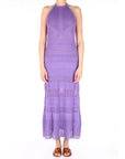Twinset abito lungo in maglia viola