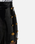 Elisabetta Franchi Gonna in Vinile con Bottoni Gioiello Nero
