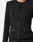 Elisabetta Franchi Giacca Doppio Crêpe Zip Nero