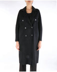 Kocca Cappotto Doppiopetto con Revers Donna Nero