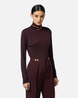 Elisabetta Franchi Maglia Lana Micro Logo Merlot