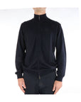 Kangra Maglia Con Zip in Lana Merinos Uomo Blu