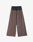 Alysi Pantalone in Flanella con Baschina in Pelle Marrone