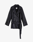 Alysi Trench Corto in Pelle Nero