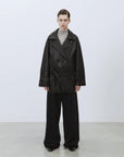 Alysi Trench Corto in Pelle Nero