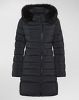 Peuterey Piumino Lungo con Collo Alto e Pelliccia Donna Corvo