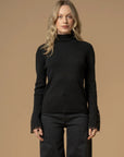 Kocca Pullover a Collo Alto con Polsini in Pizzo Donna Nero
