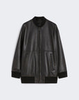 Max Mara Weekend Bomber Lungo in Nappa Nero
