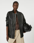 Max Mara Weekend Bomber Lungo in Nappa Nero