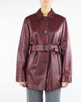 Max Mara Studio Giacca in Nappa con Cintura Bordeaux