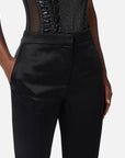 Elisabetta Franchi Pantaloni in Raso con Spacchetti Nero